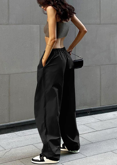 Solid Parachute Relaxed Trousers - Color Theory | Black