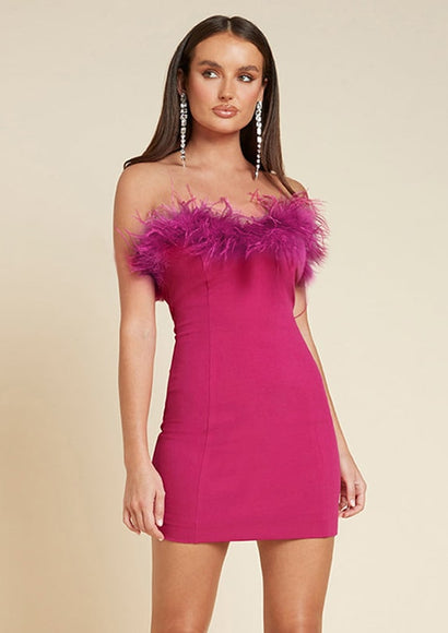 Sweet Feather Tube Mini Dress - Color Theory | Pink
