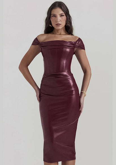 Vegan Leather Bodycon Dress - Color Theory | Burgundy