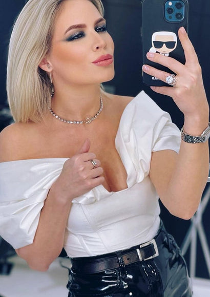 Off-the-Shoulder Tie-up Top - Color Theory | White