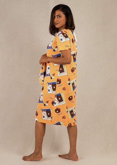 Bunny Bear Printed Nighty - Color Theory