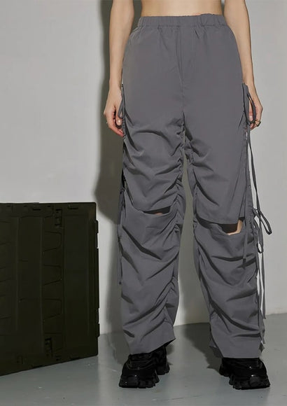 Slash Knee Street Style Cargo Pants - Color Theory | Grey