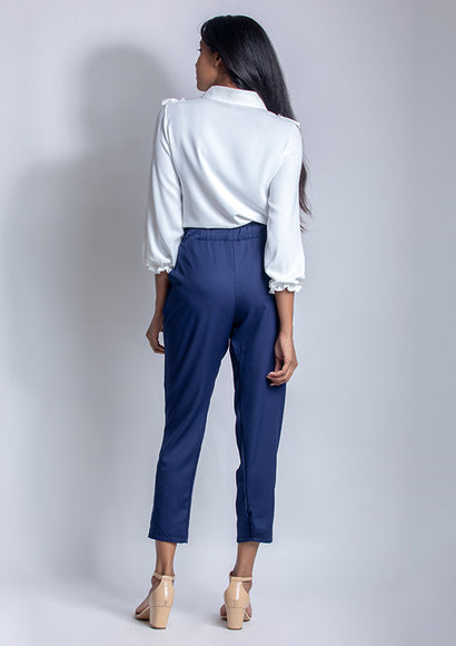 Paper Bag Ankle Pant - Color Theory | Navy