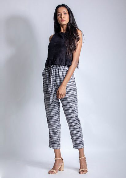 Checked Paper Bag Pants - Color Theory | Black