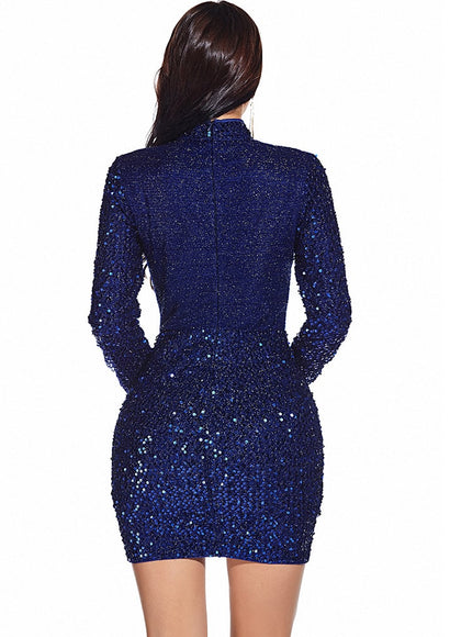 Retro Bodycon Sequin Dress - Color Theory | Navy-blue