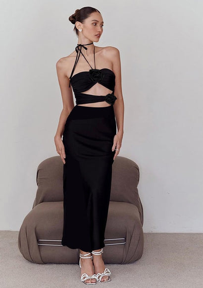 Shadow Rose Necktie Dress - Color Theory | Black