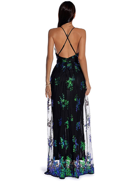 Stardust Sequin Mesh Gown - Color Theory | Black