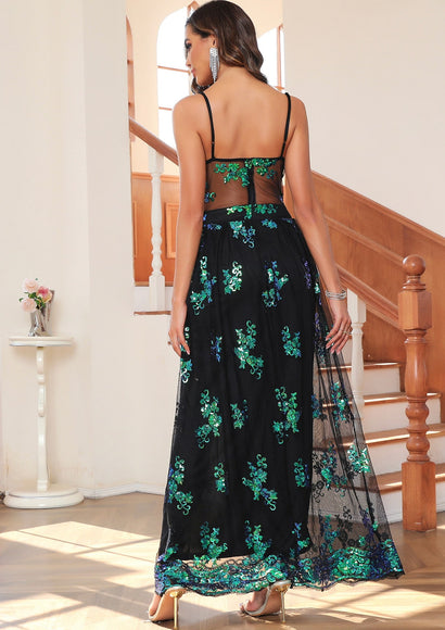 Luminous Sequin Mesh Dress - Color Theory | Black