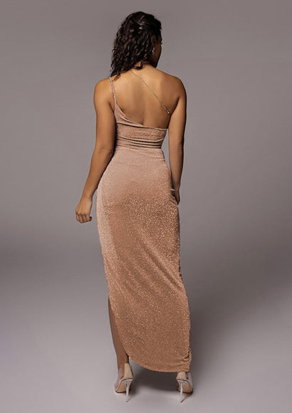 Shimmery Bodysuit & Knotted Skirt Set - Color Theory | Beige