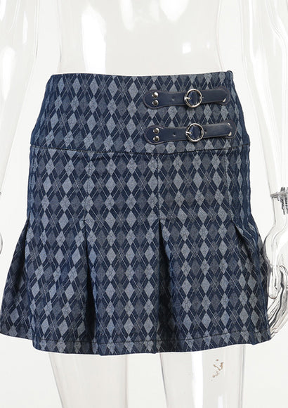 Plaid Printed High Waist Pleated Skirt - Color Theory   