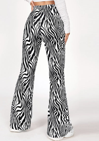 Zebra Stripe Flare Leg Pants - Color Theory | White