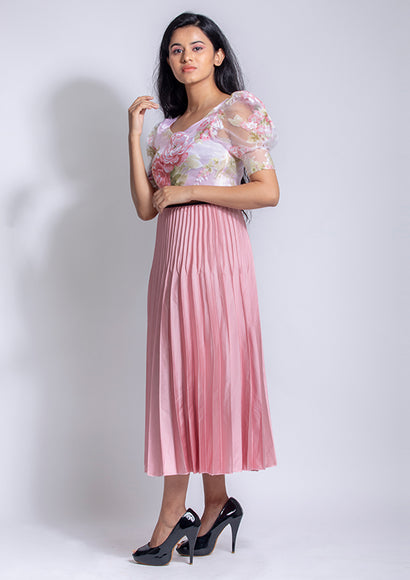 Satin Pleated Skirt - Color Theory | Pink