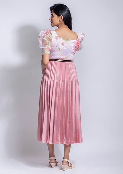 Satin Pleated Skirt - Color Theory | Pink