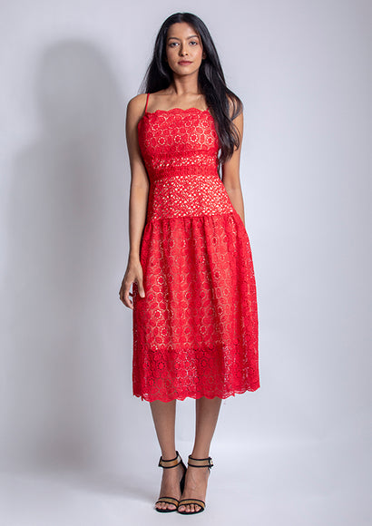 Red Cutwork Dress - Color Theory