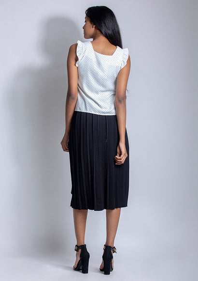 Woolen Asymmetrical Pleated Skirt - Color Theory   
